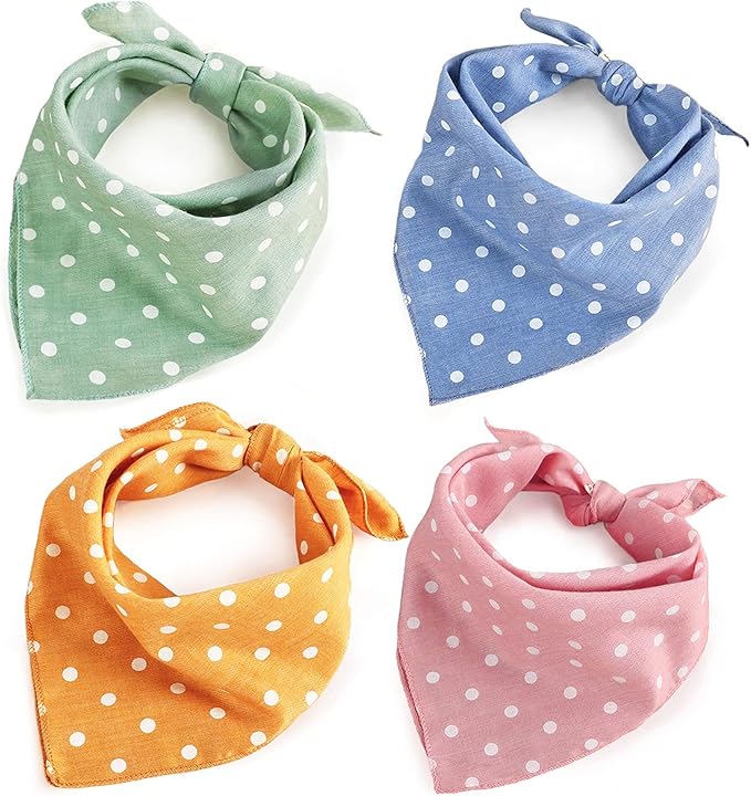 4PCS Spring Dog Bandanas Cat Birthday Cute Soft Cotton Puppy Scarfs Washable by ZIRVYIR