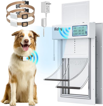 Automatic Dog Door with Collar Sensor, 2-Flap Large Electronic Dog Door by Aiday