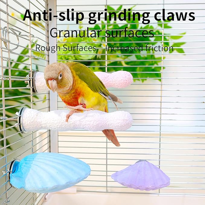Bird Perches for Cage, Abrasive Surface High Calcium Mineral Parrot Perch Stand - Image 3
