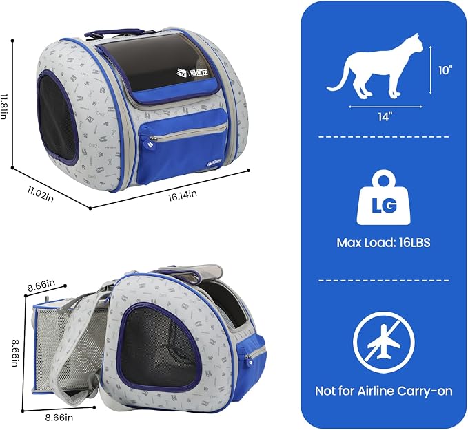 Cat and Dog Backpack Carrier, Foldable Breathable Pet Carrier Backpack - Image 3