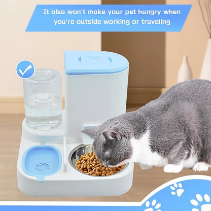 Automatic Cat Food and Water Dispenser Set 2 in 1, All-in-One Gravity Pet Feeder - Image 2