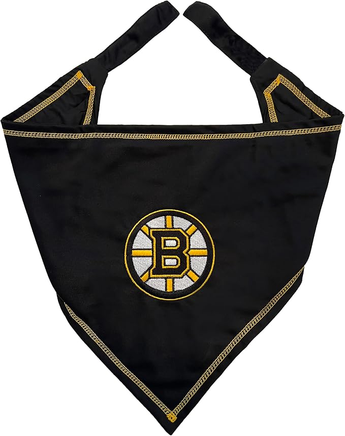 Pets First NHL Boston Bruins TIE Bandana, Size Large/X-Large. Dog Bandana Scarf by PETSFIRST
