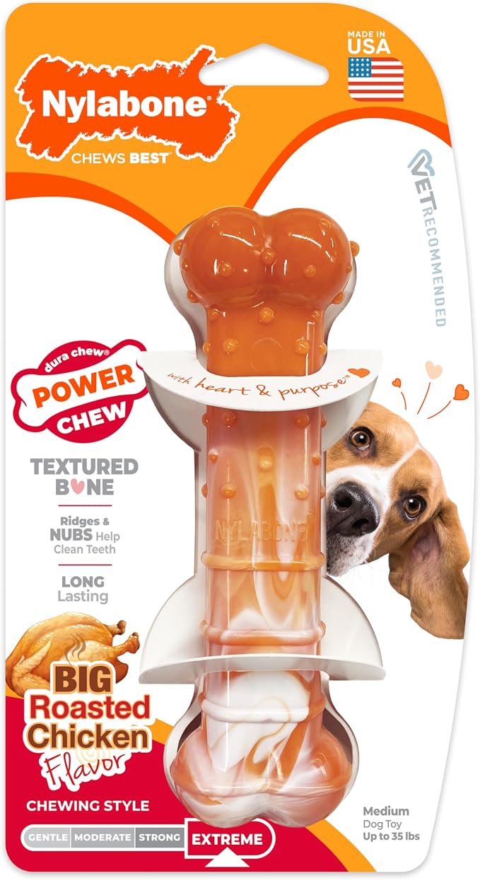 Nylabone Limited Edition 70th Birthday Textured Bone Power Chew Toy - Image 9
