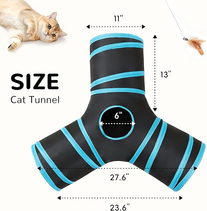 Tempcore Pet Cat Tunnel Tube Cat Toys 3 Way Collapsible, Tunnels - Image 2