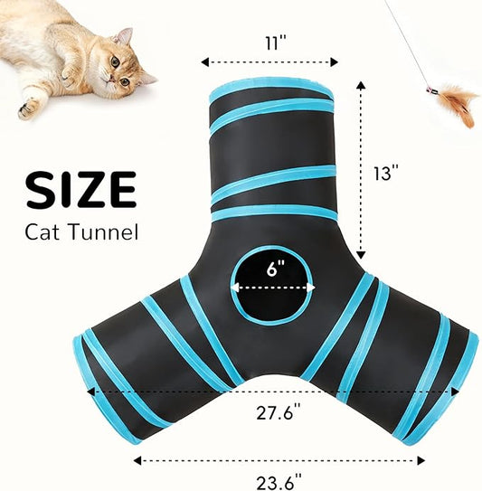 Tempcore Pet Cat Tunnel Tube Cat Toys 3 Way Collapsible, Tunnels - Image 2