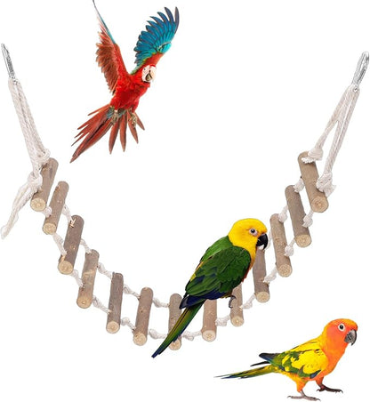 Naturals Rope Wooden Ladder Bird Swing by YUYTE