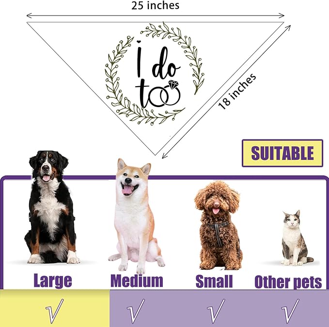 I Do Too Engagement Dog Bandana, Wedding Party Pet Scarf, Photo Prop, - Image 6