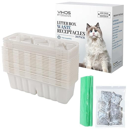20-Pack Disposable Litter Box Waste Receptacles Compatible by VIKOSProducts