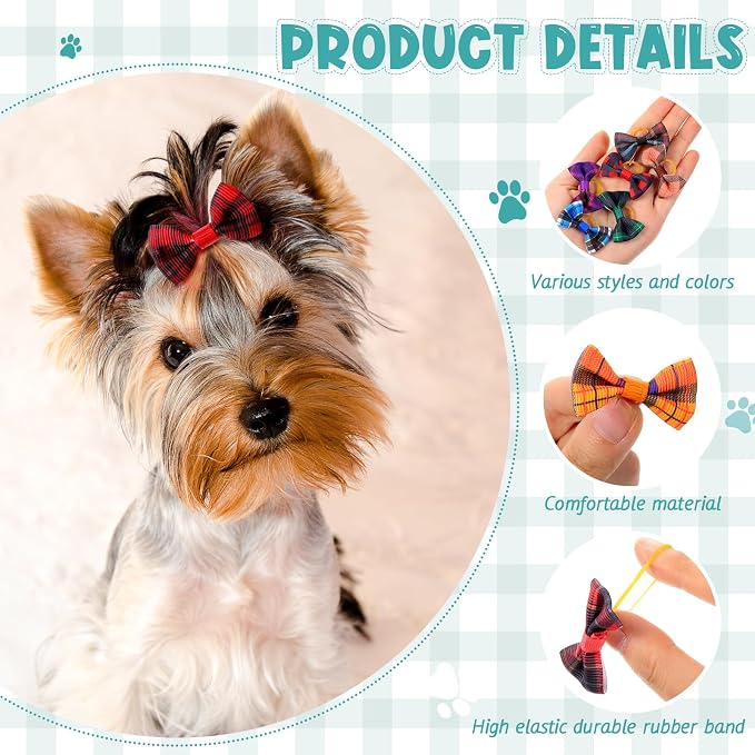 60 Pcs Cute Puppy Dog Hair Bows Small Bowknot Hair Bows - Image 3