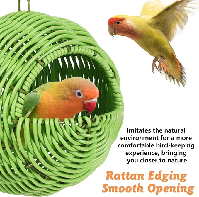 BNOSDM Rattan Parrot Nesting House Bird Nest Parakeet Hanging Swing Soft - Image 8