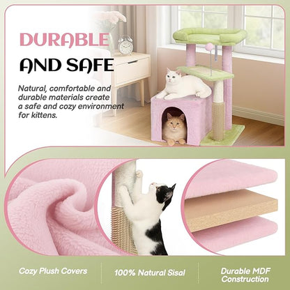 VINGLI Cat Tree, 27 inch Small Cat Tower - Image 3