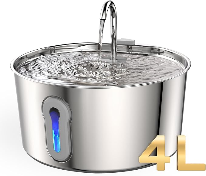 4L/135oz Large Cat Water Fountain Advanced 304 Stainless Steel by Unknown