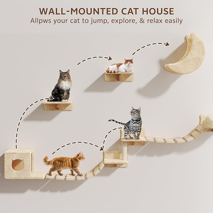 13-in-1 Cat Wall Shelves, Wall Mounted Cats Furniture Set - Image 5