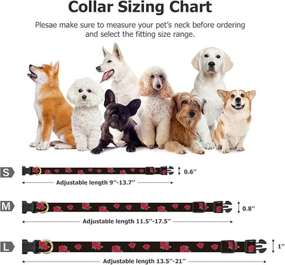 Cotton Handmade Dog Collar Cute and Distinctive Patterns Black Rose - Image 3
