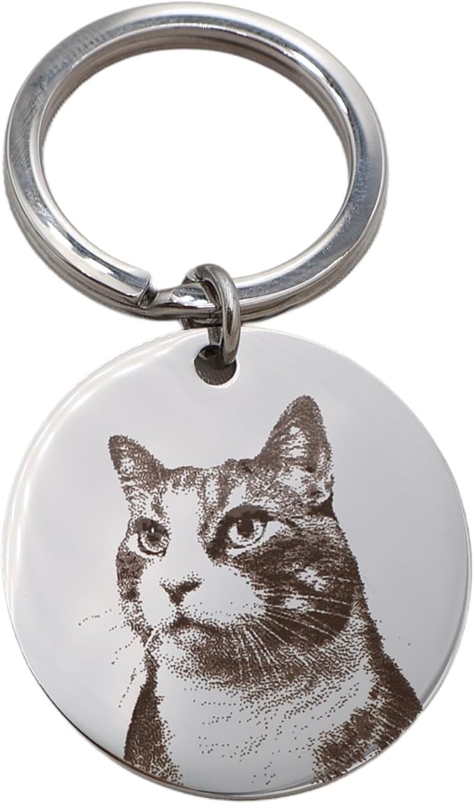 Personalized Pet Photo Engraved Keychain – Custom Dog or Cat Portrait Keepsake by CUSTOMGIFTSHOPUSA