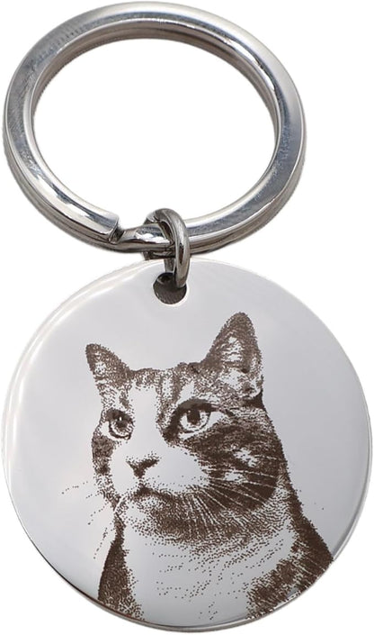 Personalized Pet Photo Engraved Keychain – Custom Dog or Cat Portrait Keepsake by CUSTOMGIFTSHOPUSA