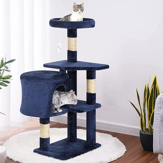 BestPet | 36" Cat Tree Tower | Navy Blue | Sturdy Multi-Level Cat Tree - Image 2