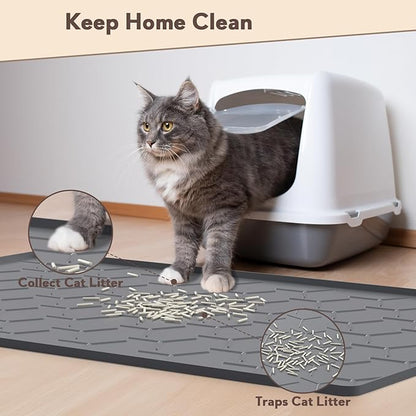 Cat Litter Box Mat, Large 34" X 22" Cat Litter Mat, Waterproof Silicone Pad - Image 3