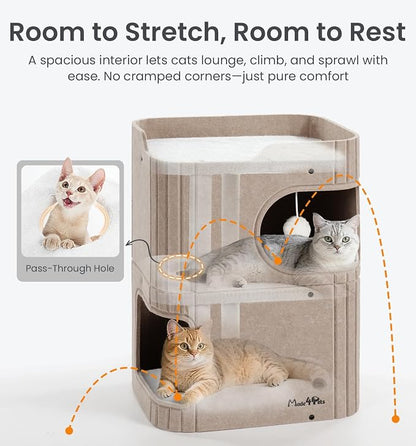 Made4Pets Cat House for Indoor Use, 2-Storey Cube Bed Cave, Covered Hideaway - Image 6