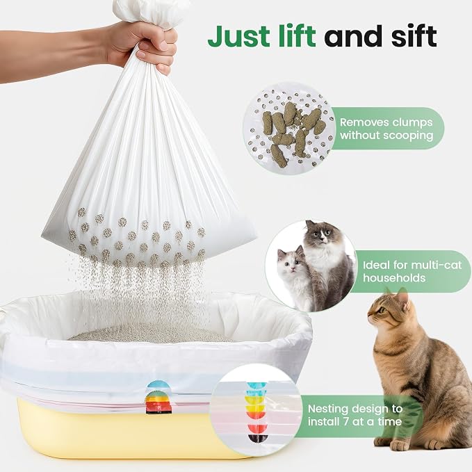7-Day Sifting Litter System Bags, Heavy Duty Thickened Liners 37x18 Inch - Image 2