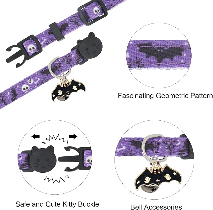 Halloween Cat Collar, Cotton 2 Pack Cat Collar - Image 4