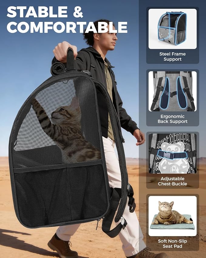 Cat Carrier Backpacks for Kitty Small Dog up to 15 lbs, Lightweight and - Image 6