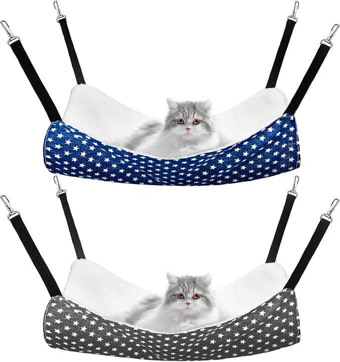 Jetec 2 Pack Cat Hammock for Cage, Catio Accessories Reversible Soft Cats Bed by Jetec