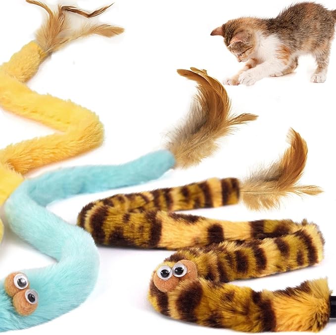 Cat Toys for Indoor Toys, Rainbow Cat Wand Toys, Feather Flips Plush Ball Cat - Image 2