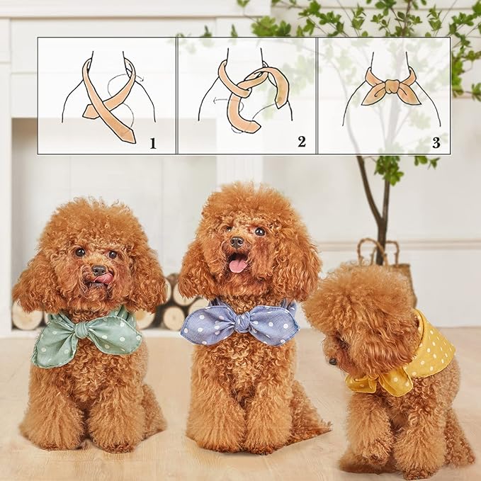 4PCS Spring Dog Bandanas Cat Birthday Cute Soft Cotton Puppy Scarfs Washable - Image 4