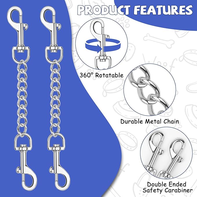 YUEPET 2 Pack 8.3 Inches Metal Dog Collar Safety Clips Heavy Duty Duble Ended - Image 2