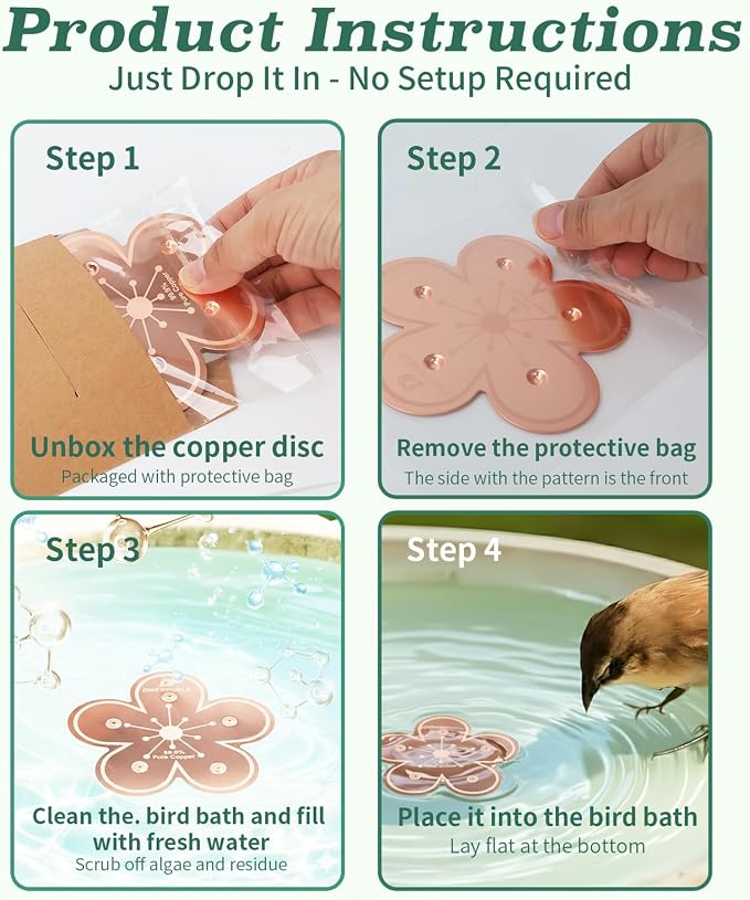 Bird Bath Copper Disk, 99.9% Pure Copper Disk, 5-Point Support, Solar Fountain - Image 6