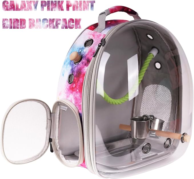 Galaxy Pink Bird Carrier Backpack - Image 4