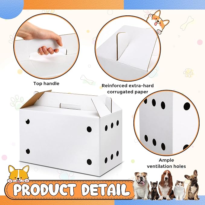 6 Pack Cardboard Pet Carrier 17.5 x 8.66 x 12.2 Inches Small Animal White Puppy - Image 3