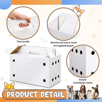 6 Pack Cardboard Pet Carrier 17.5 x 8.66 x 12.2 Inches Small Animal White Puppy - Image 3