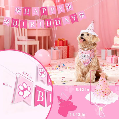 Dog Birthday Party Decorations, Adjustable Dog Bandana Set - Image 3