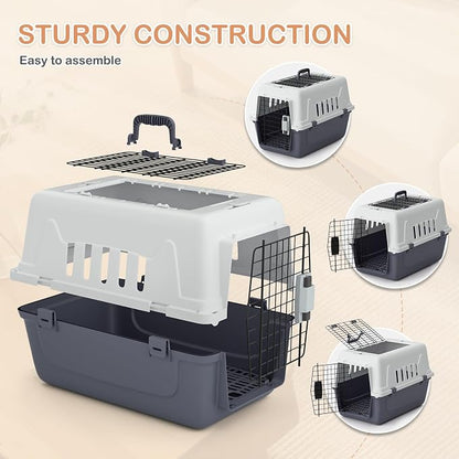 MoNiBloom 22-Inch Dog Crate Plastic 2-Door Top Loading Cat Carrier, Hard-Sided - Image 8