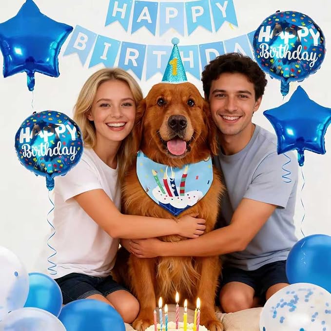 Dog & Cat Birthday Party Decorations Set Include Bandana, Adjustable Hat - Image 9