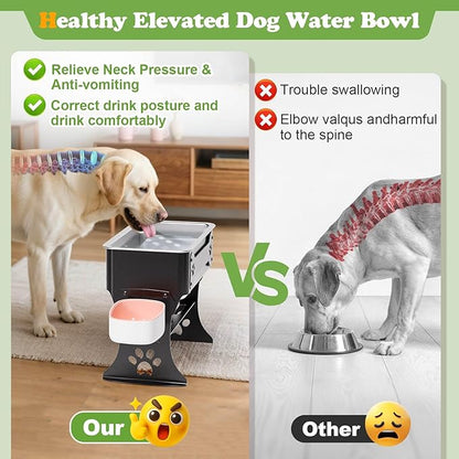 1.5 Gallon Elevated Large Dog Water Bowl, 2 Height Adjustable Stainless Steel - Image 3