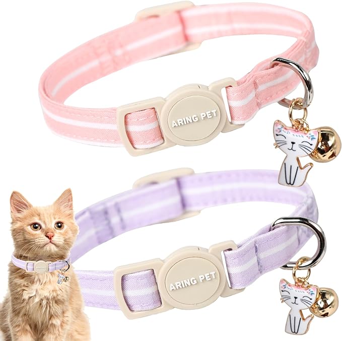 ARING PET 2 Pack Cat Collar-Cute Cotton Cat Collar by ARINGPET