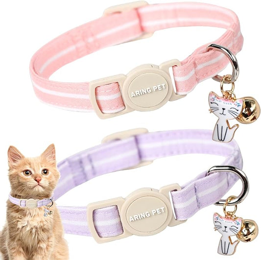 ARING PET 2 Pack Cat Collar-Cute Cotton Cat Collar by ARINGPET