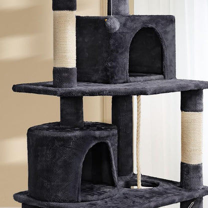Topeakmart 62.2 inches Cat Tree, Cat Tower w/Double Condos, Scratching Posts & - Image 3