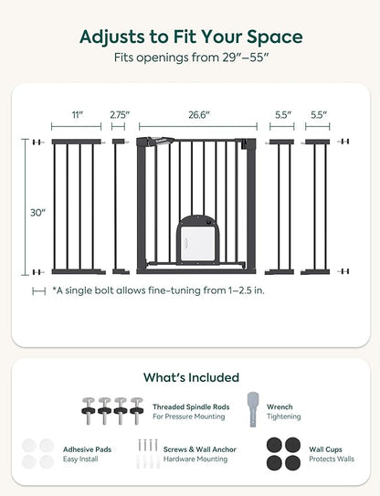 Babelio Baby Gate with Cat Door, CatPrivilege Ⅲ, Extra Wide 29-55" Cat Gate - Image 4
