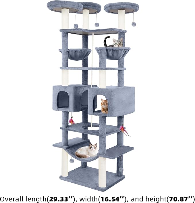 71in Multifunctional Multi-Level Cat Tree Tower - Image 2