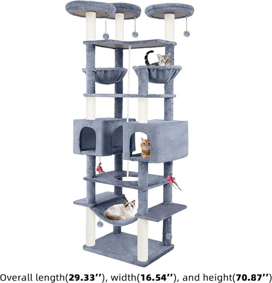 71in Multifunctional Multi-Level Cat Tree Tower - Image 2