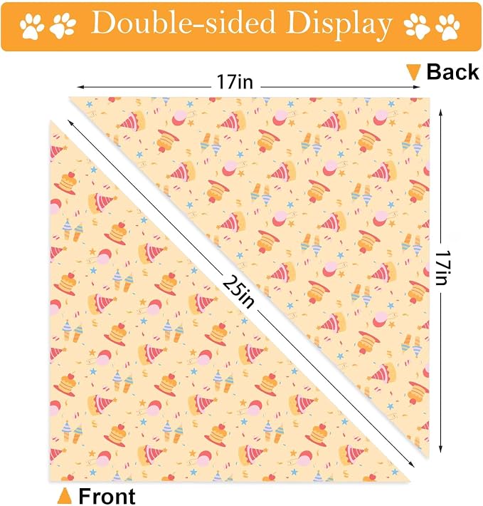 Birthday Dog Bandanas, Double Side Reversible Large Pet Scarves, Celebration Set - Image 6