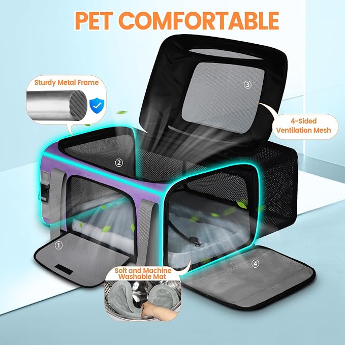 Petskd Top and Side Expandable Pet Carrier 19x13x9 Inches Southwest Allegiant - Image 6
