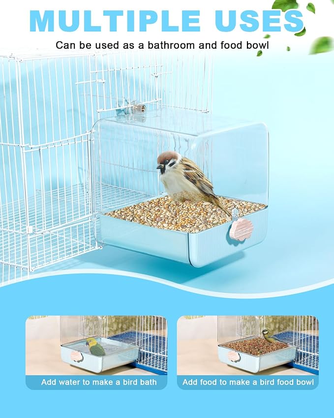 Hanging Bird Bath for Cage, 3 in 1 Multifunction Bird Bath/Bowl/House, Bird - Image 5