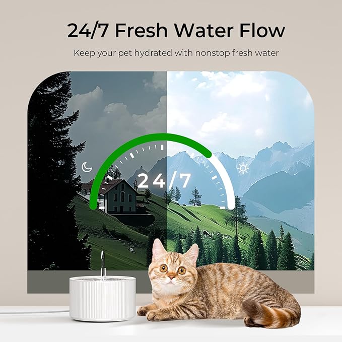 Voluas Ceramic Cat Water Fountain, 2.2L/74oz Cat Fountains - Image 4