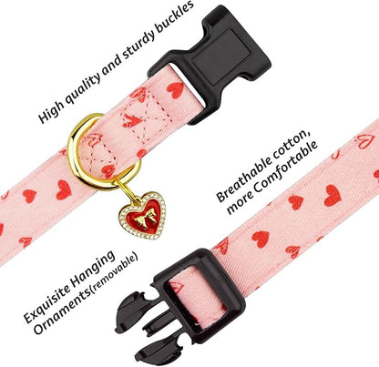 Cotton Handmade Dog Collar Cute and Distinctive Patterns Pink Strawberries - Image 2