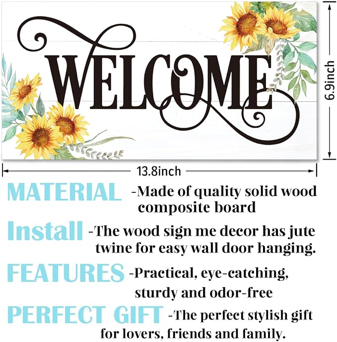 Welcome Sign for Front Door, Welcome Decor Wooden Hanging Sign for Wall Decor - Image 2